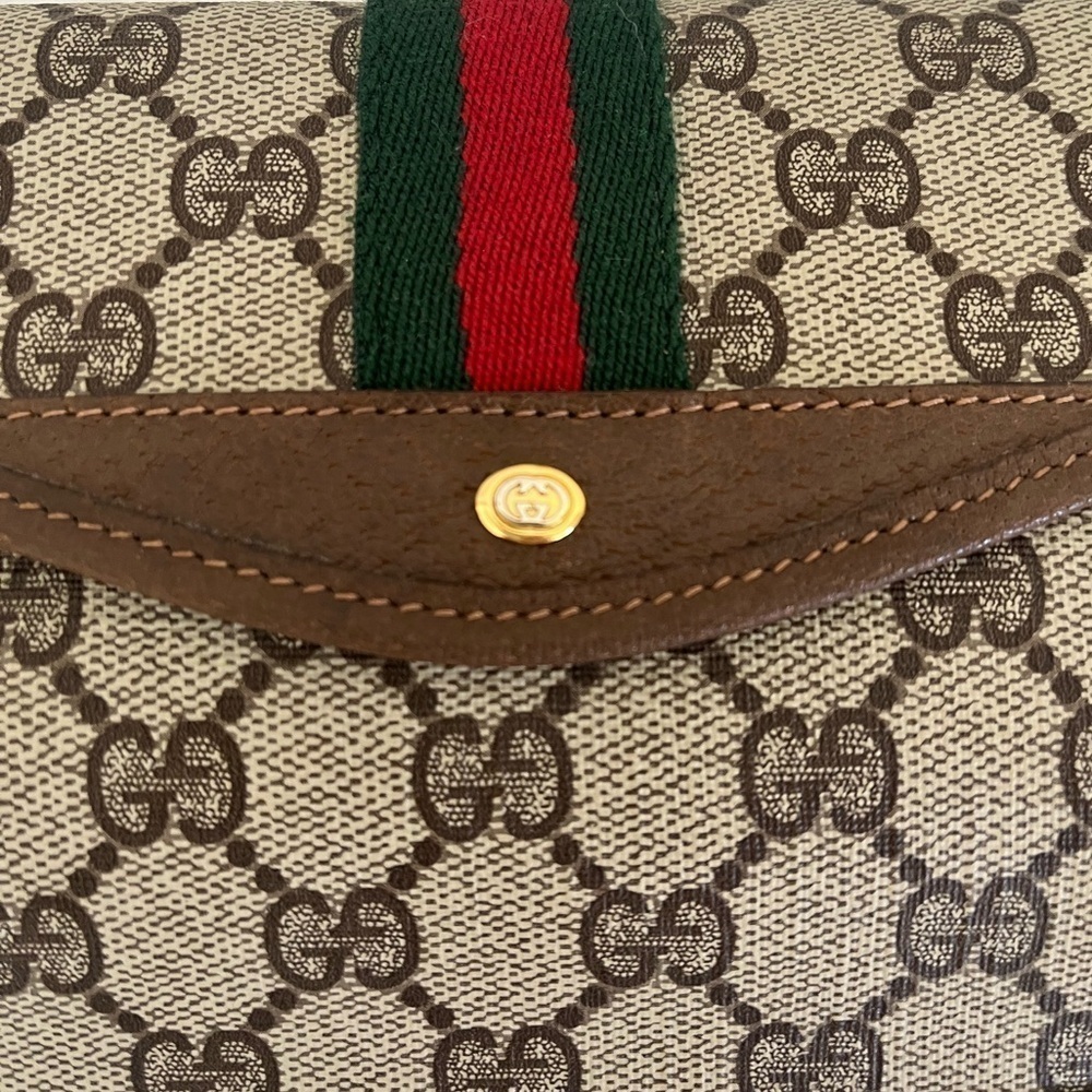 Vintage Gucci GG Supreme Sherry Line Clutch Italy Rare - Picture 8 of 15